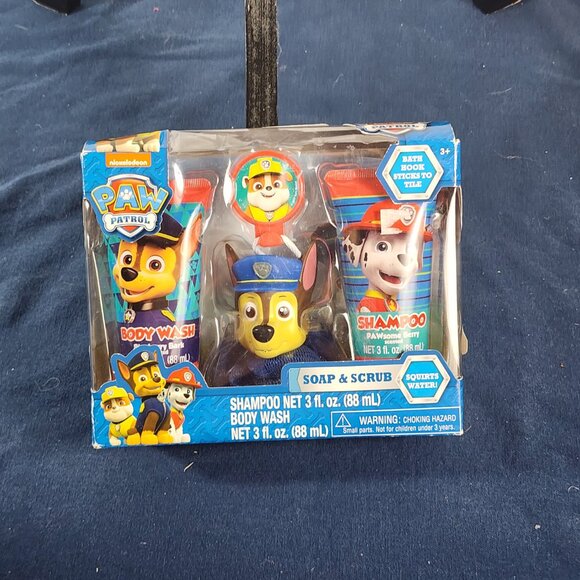 Nickelodeon Paw Patrol 4pc Soap Scrub Shampoo Body Wash Scrubby Hook Bath Set - Picture 3 of 16